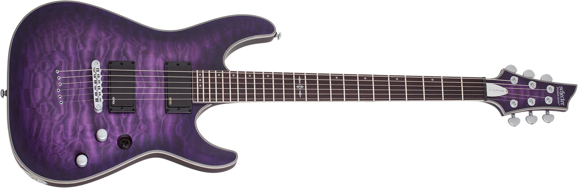 Schecter C-1 Platinum 2h Emg Ht Eb - Satin Purple Burst - E-Gitarre in Str-Form - Main picture