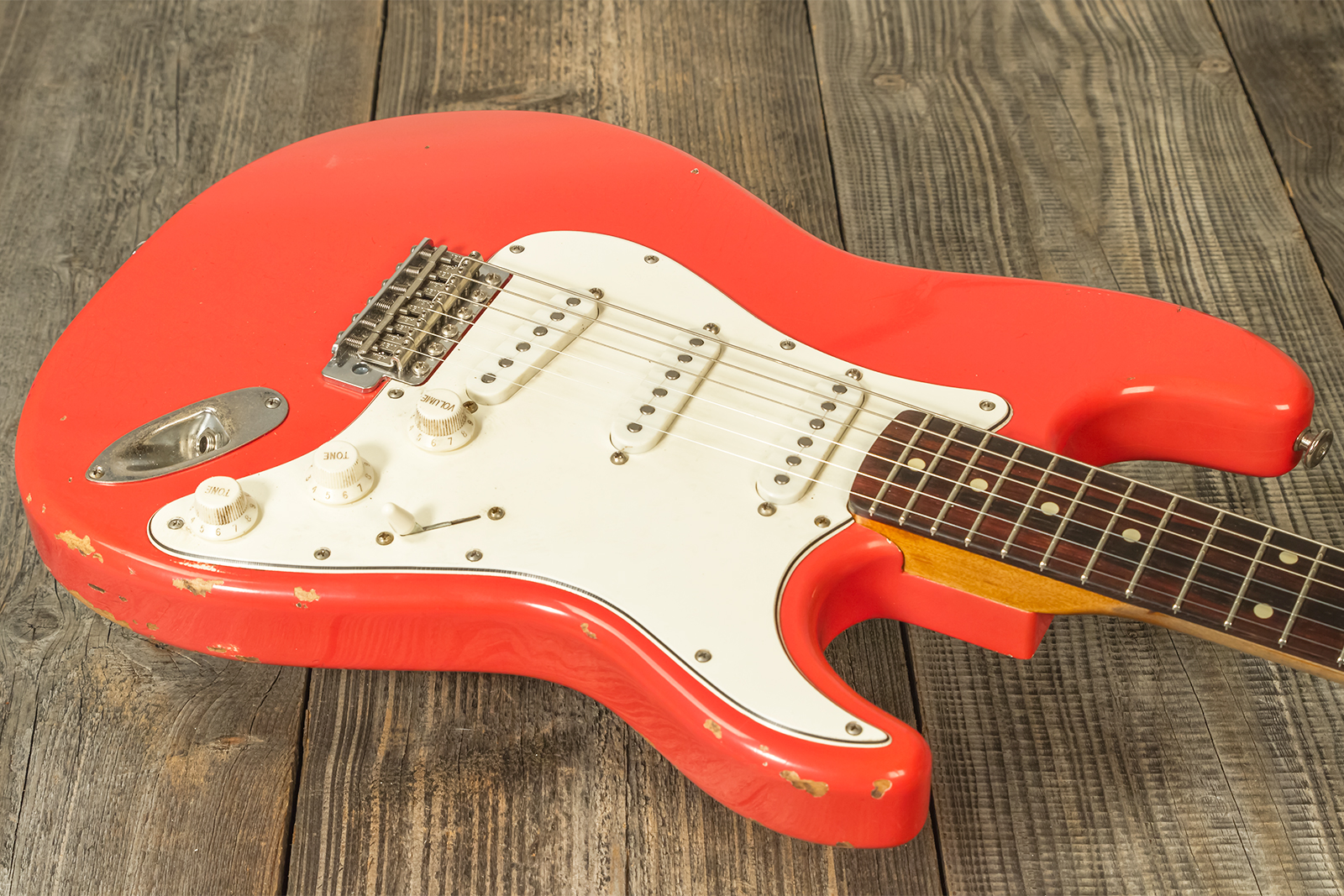 Haar Guitars Trad S 3s Lindy Fralin Trem Rw #42274 - Aged Fiesta Red - E-Gitarre in Str-Form - Variation 2