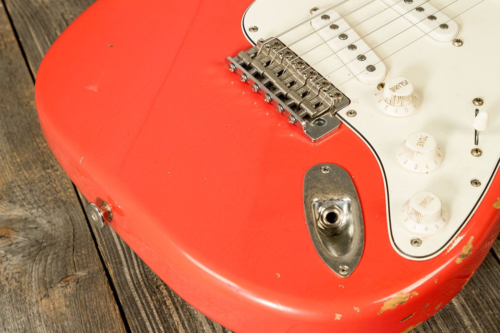 Haar Guitars Trad S 3s Lindy Fralin Trem Rw #42274 - Aged Fiesta Red - E-Gitarre in Str-Form - Variation 3