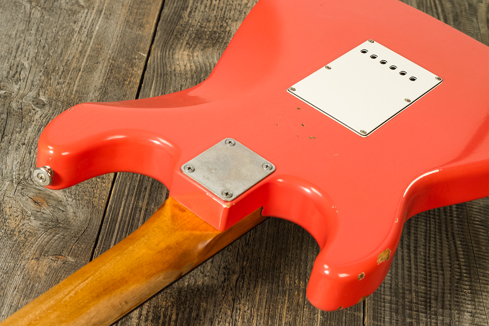 Haar Guitars Trad S 3s Lindy Fralin Trem Rw #42274 - Aged Fiesta Red - E-Gitarre in Str-Form - Variation 6