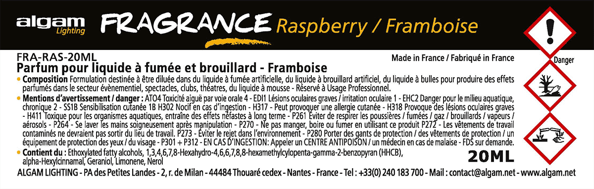 Algam Lighting Fragrance Framboise 20ml Pour Liquide A Fumee Et Brouillard - Fluid für Effektmaschine - Variation 1