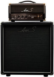 E-gitarre verstärker stack Ams amplifiers Hurricane 20 Head + 1x12 Mini Cab V30-OB - Black