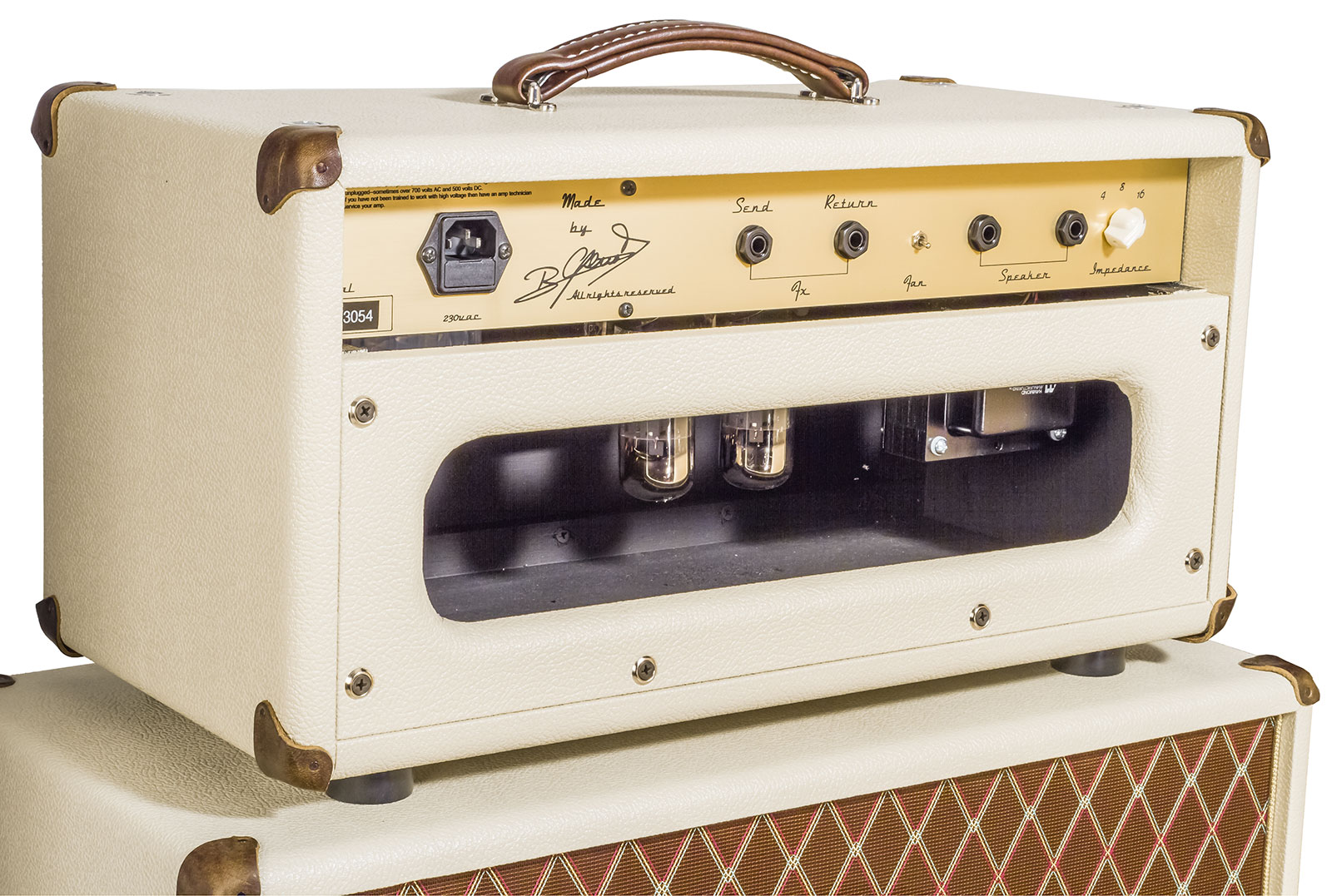 Ams Amplifiers The One 50 Analog Reverb Head 50w 6l6 + Cab 2x12 V30-ob White - E-Gitarre Verstärker Stack - Variation 2