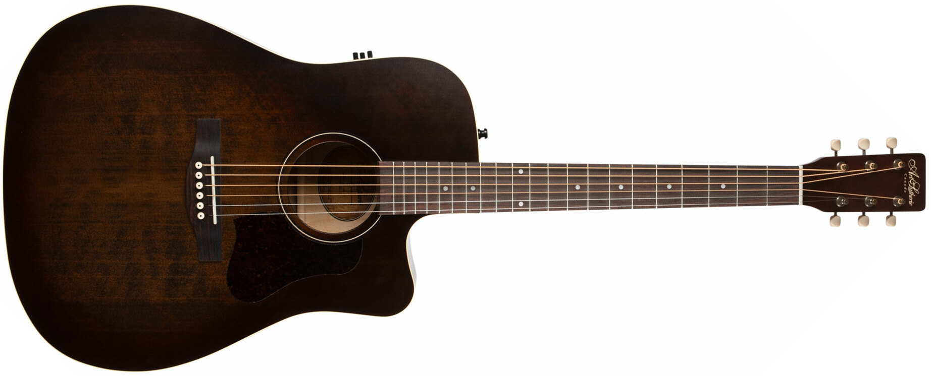 Art Et Lutherie Americana Cw Presys Ii Dreadnought Cedre Merisier Rw - Bourbon Burst - Elektroakustische Gitarre - Main picture