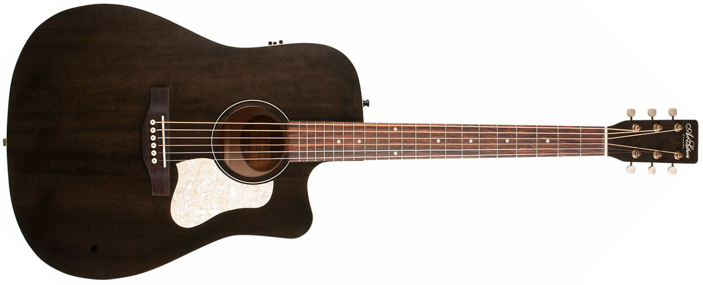 Art Et Lutherie Americana Cw Qit Dreadnought Epicea Merisier Rw - Faded Black - Elektroakustische Gitarre - Main picture