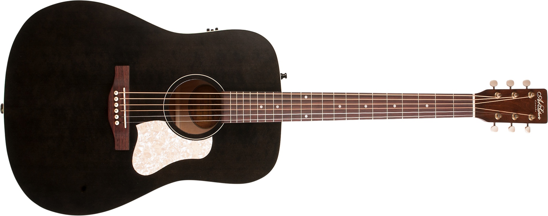 Art Et Lutherie Americana Presys Ii Dreadnought Cedre Merisier Rw - Faded Black - Elektroakustische Gitarre - Main picture