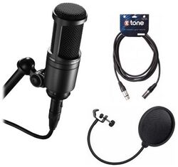 Mikrofon set mit ständer Audio technica Pack AT2020 + Filtre Anti-pop + Câble