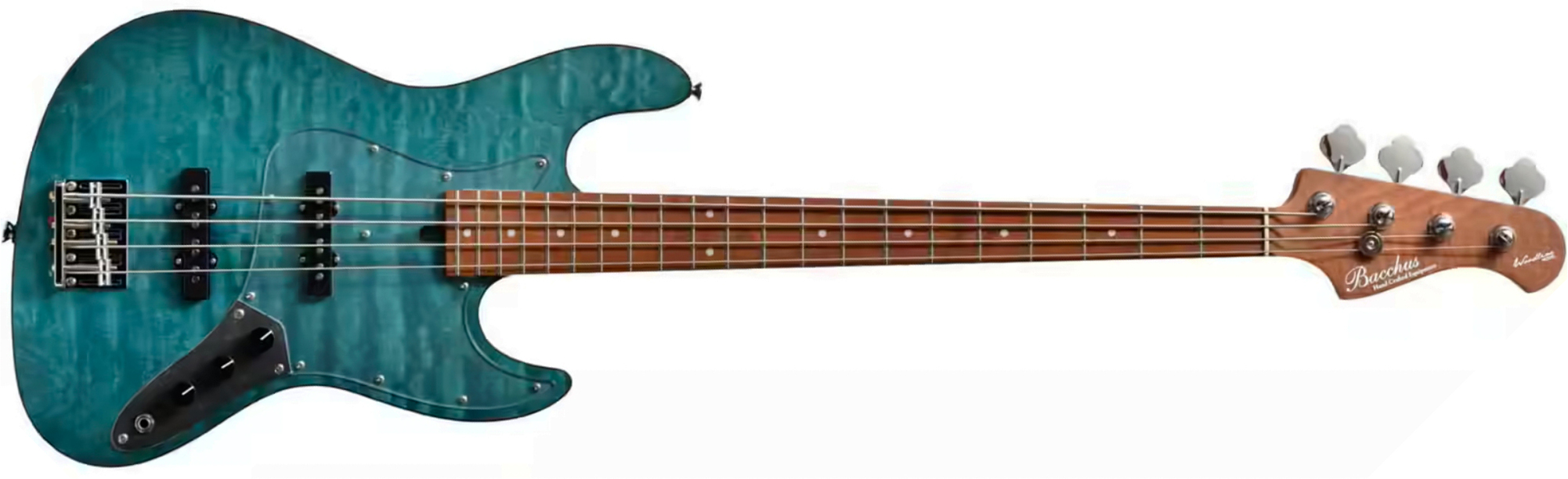 Bacchus Jt Wl4-qm Rsm/m Jap Tune Up Mn - Aqua Marine Blue Satin - Solidbody E-bass - Main picture