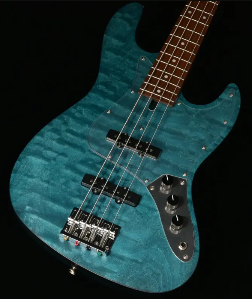 Bacchus Jt Wl4-qm Rsm/m Jap Tune Up Mn - Aqua Marine Blue Satin - Solidbody E-bass - Variation 1