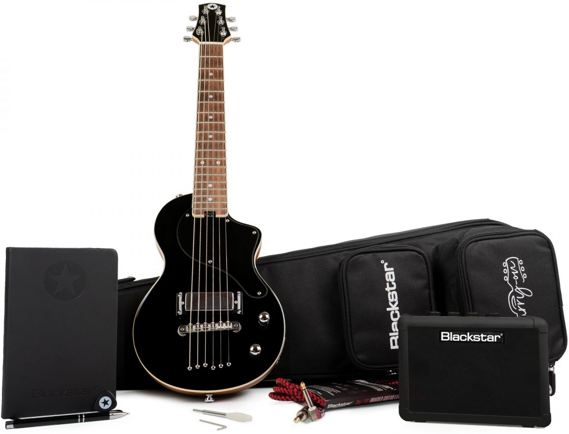 Blackstar Carry-on Travel Guitar Deluxe Pack +fly 3 Bluetooth +housse - Jet Black - E-Gitarre Set - Main picture
