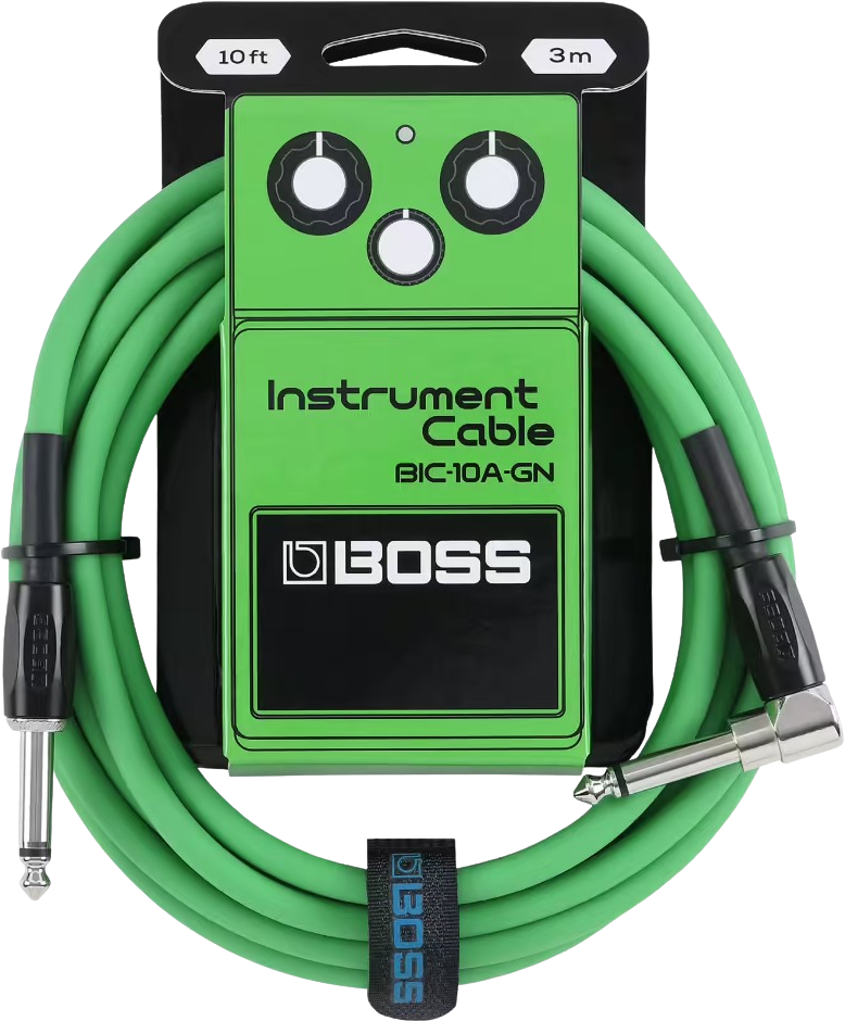 Boss Bic-10a-gn Cable Instrument Coude/droit 10ft Green - Kabel - Main picture