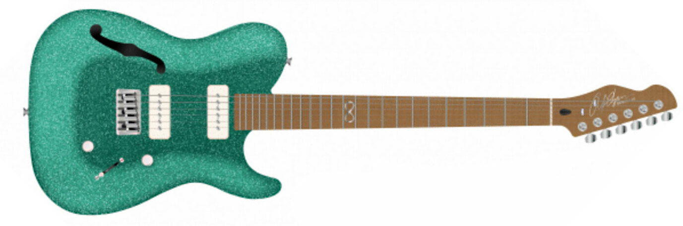 Chapman Guitars Ml3 Pro Traditional Semi-hollow 2p90 Seymour Duncan Ht Mn - Aventurine Green Sparkle - Semi-Hollow E-Gitarre - Main picture
