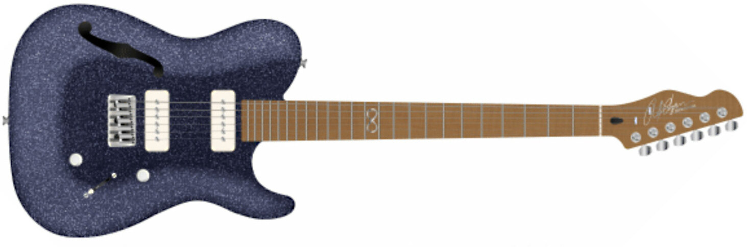 Chapman Guitars Ml3 Pro Traditional Semi-hollow 2p90 Seymour Duncan Ht Mn - Atlantic Blue Sparkle - E-Gitarre in Teleform - Main picture