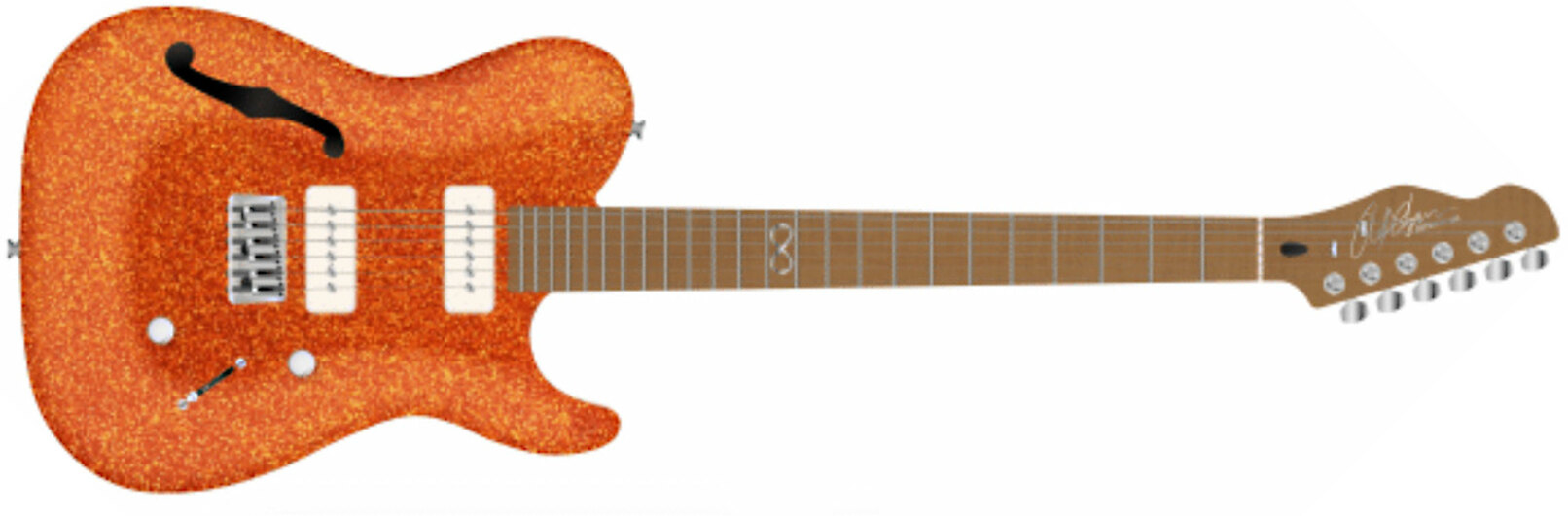 Chapman Guitars Ml3 Pro Traditional Semi-hollow 2p90 Seymour Duncan Ht Mn - Burnt Orange Sparkle - E-Gitarre in Teleform - Main picture