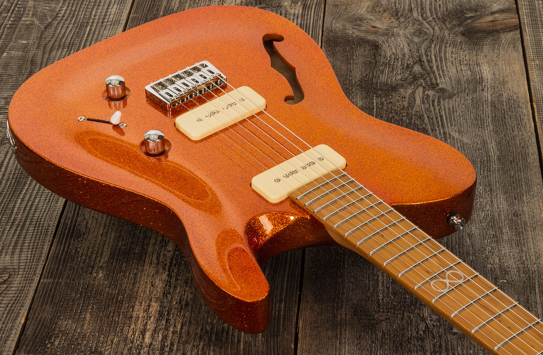 Chapman Guitars Ml3 Pro Traditional Semi-hollow 2p90 Seymour Duncan Ht Mn - Burnt Orange Sparkle - E-Gitarre in Teleform - Variation 1