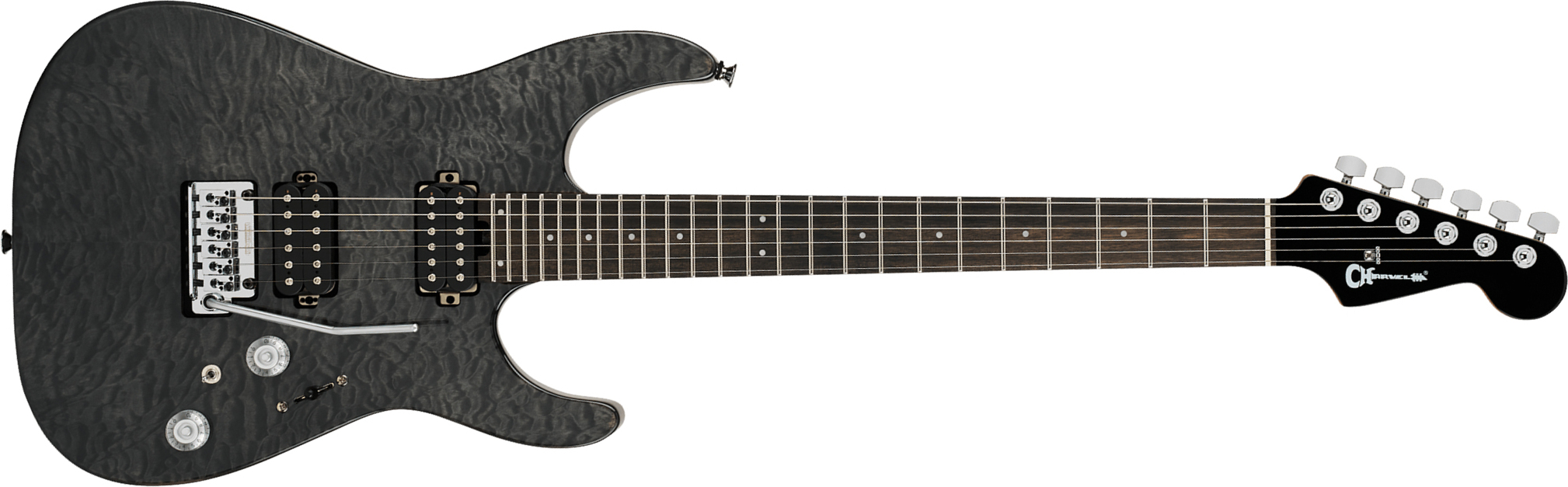 Charvel Dinky Dk24 Hh 2pt Eb Qm Pro-mod Plus 2h Seymour Duncan Trem Eb - Midnight Ocean - E-Gitarre in Str-Form - Main picture