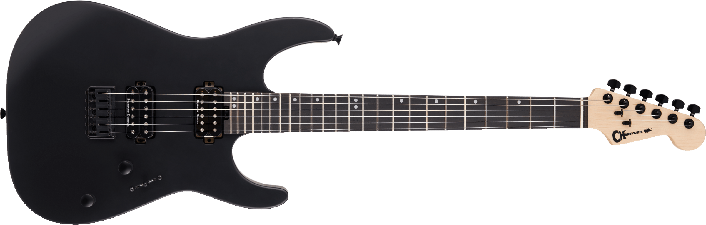 Charvel Dinky Dk24 Hh Ht E Pro-mod 2h Seymour Duncan Eb - Satin Black - E-Gitarre in Str-Form - Main picture