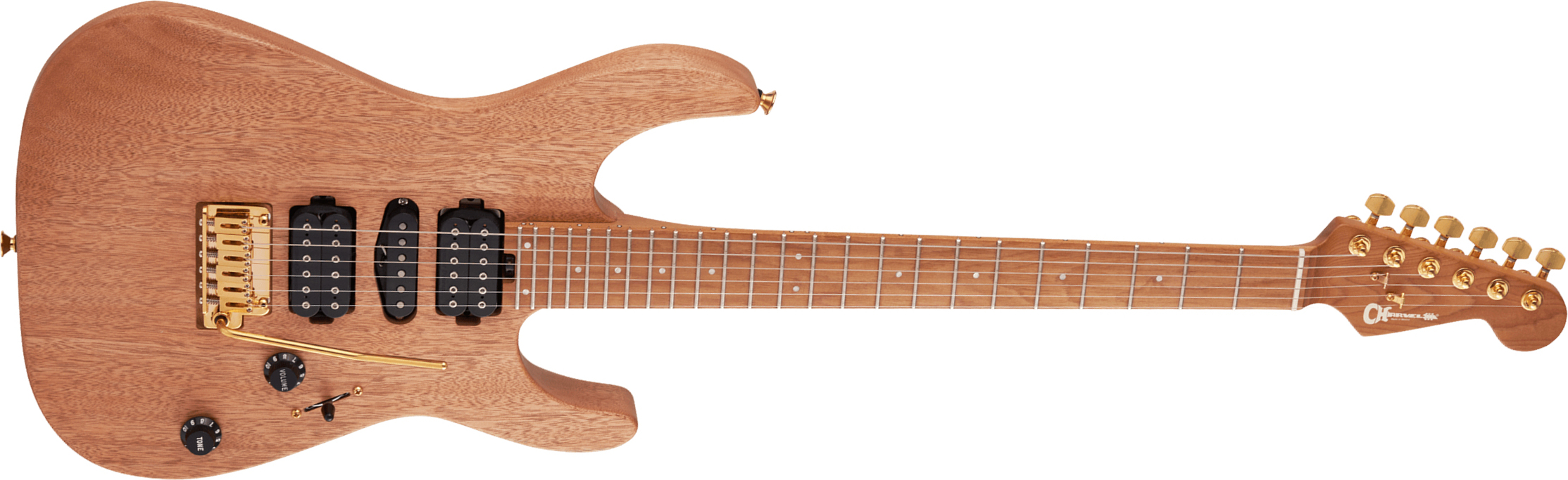 Charvel Dinky Dk24 Hsh 2pt Cm Mahogany Pro-mod Seymour Duncan Ht Mn - Natural - E-Gitarre in Str-Form - Main picture