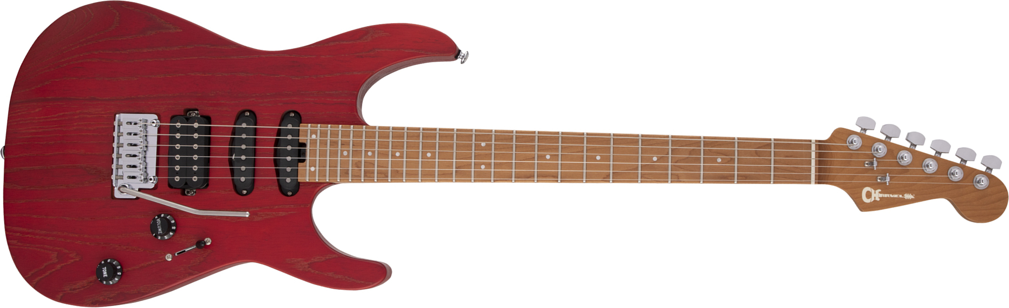 Charvel Dinky Dk24 Hss 2pt Cm Ash Pro-mod Seymour Duncan Trem Mn - Red Ash - E-Gitarre in Str-Form - Main picture