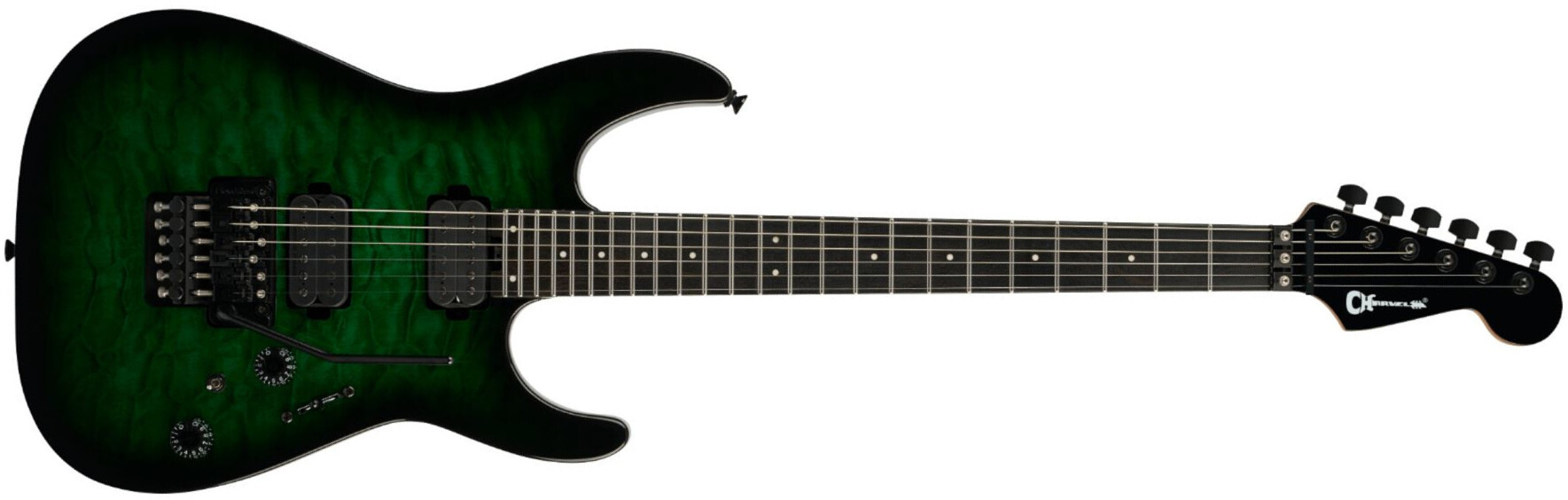 Charvel Dk24 Pro Mod Dinky Qm Plus Hh Fr Eb - Cloaked Emerald Green - E-Gitarre in Str-Form - Main picture