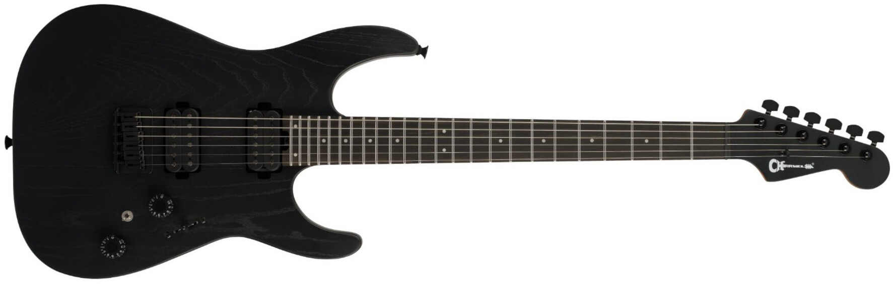 Charvel Dk24 Pro Mod Dinky Qm Plus Ht Hh Eb - Black Ash - E-Gitarre in Str-Form - Main picture