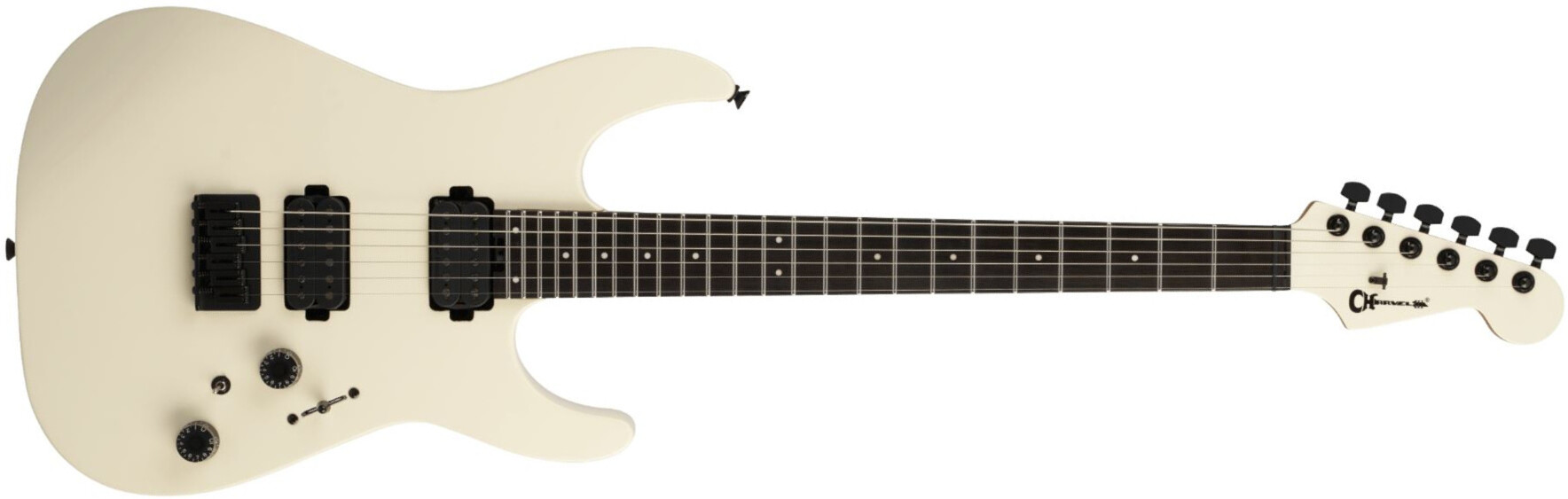 Charvel Dk24 Pro Mod Dinky Qm Plus Ht Hh Eb - Creme White - E-Gitarre in Str-Form - Main picture