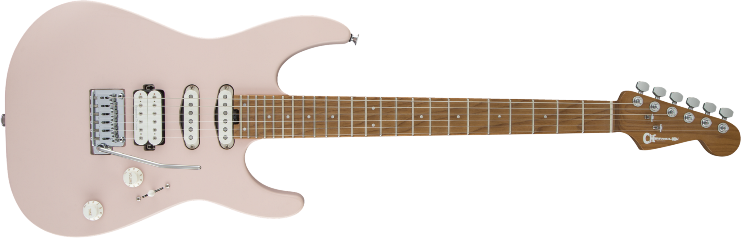 Charvel Pro-mod Dk24 Hss 2pt Cm Trem Mn - Satin Shell Pink - E-Gitarre in Str-Form - Main picture