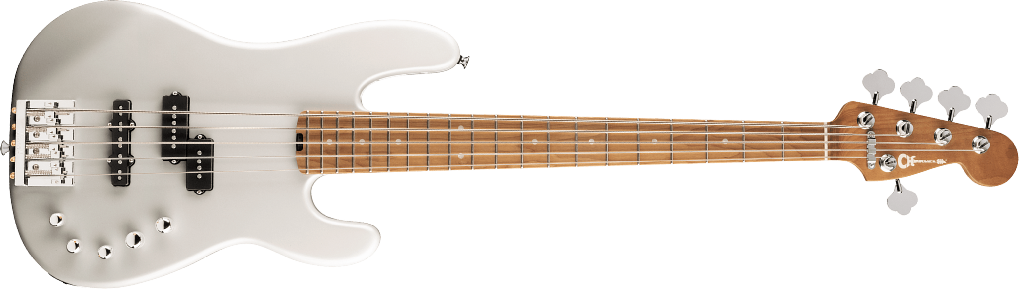 Charvel San Dimas Pj V Bass Pro-mod Mex 5c Active Dimarzio Mn - Platinum Pearl - Solidbody E-bass - Main picture