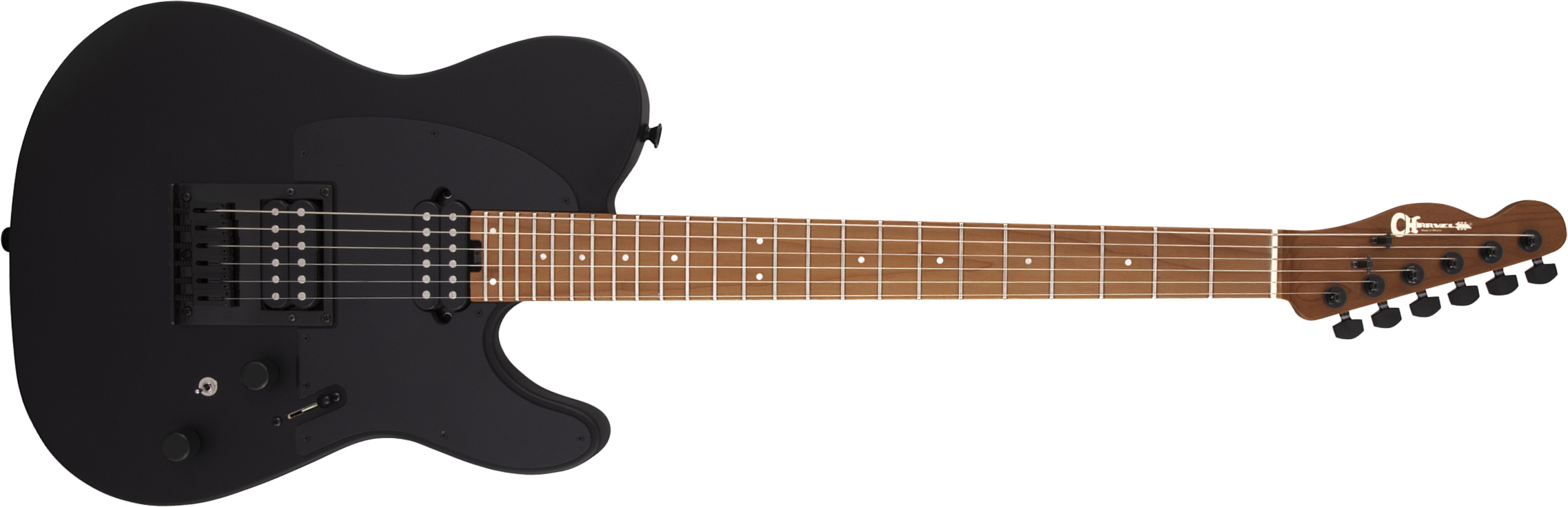 Charvel So-cal Style 2 24 Hh Ht Cm Pro-mod 2h Fishman Fluence Mn - Satin Black - E-Gitarre in Teleform - Main picture