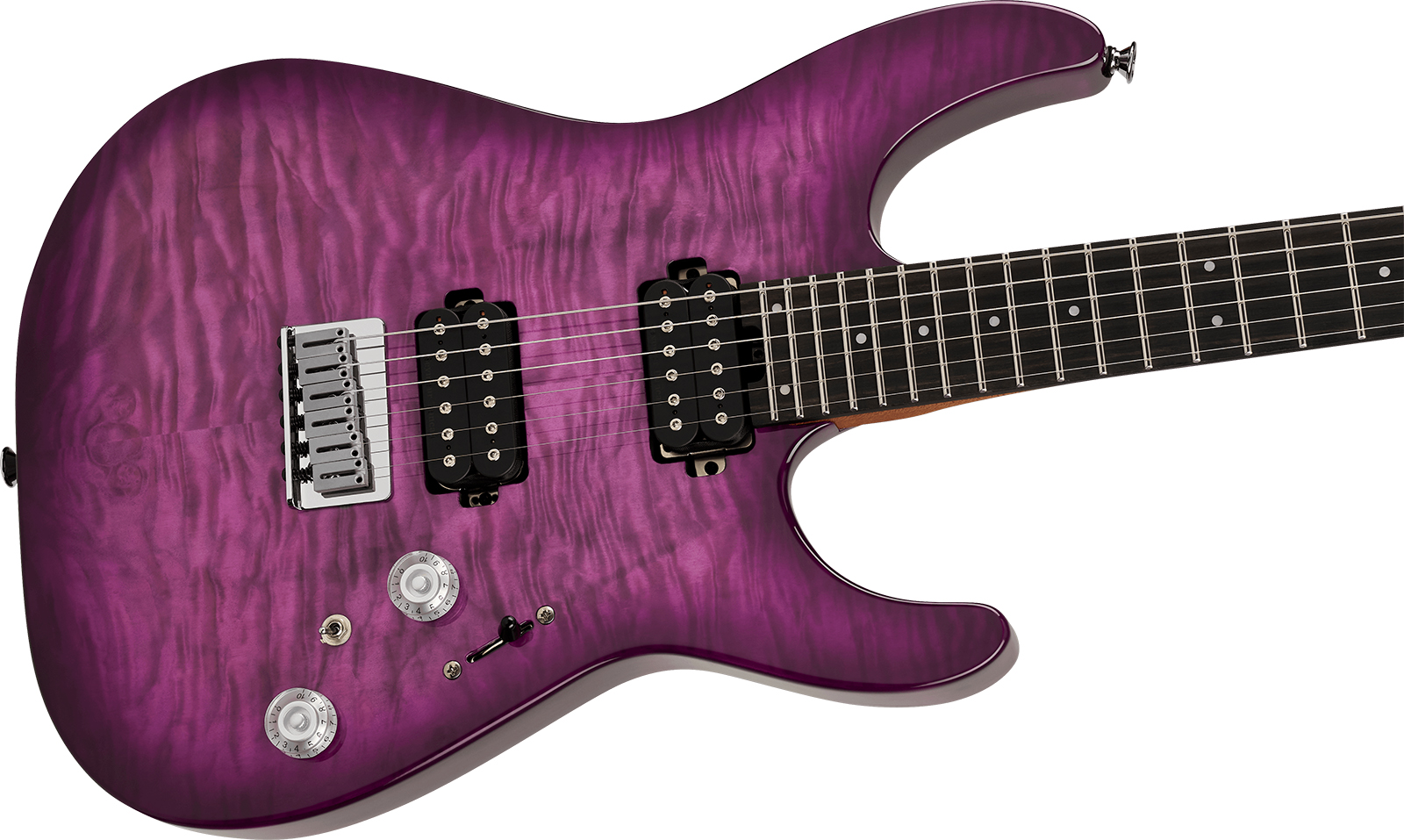 Charvel Dinky Dk24 Hh Ht Eb Qm Pro-mod Plus 2h Ht Eb - Violet Radiance - E-Gitarre in Str-Form - Variation 2