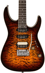 E-gitarre in str-form Charvel DK24 Pro Mod Dinky QM Plus HSS - Amber Tiger Eye