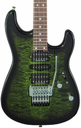 E-gitarre in str-form Charvel MJ San Dimas Style 1 HSH FR PF QM (Japan) - Transparent green burst