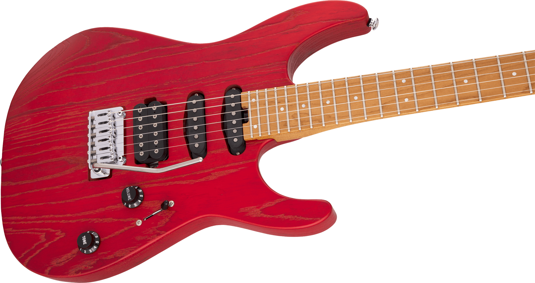 Charvel Dinky Dk24 Hss 2pt Cm Ash Pro-mod Seymour Duncan Trem Mn - Red Ash - E-Gitarre in Str-Form - Variation 2
