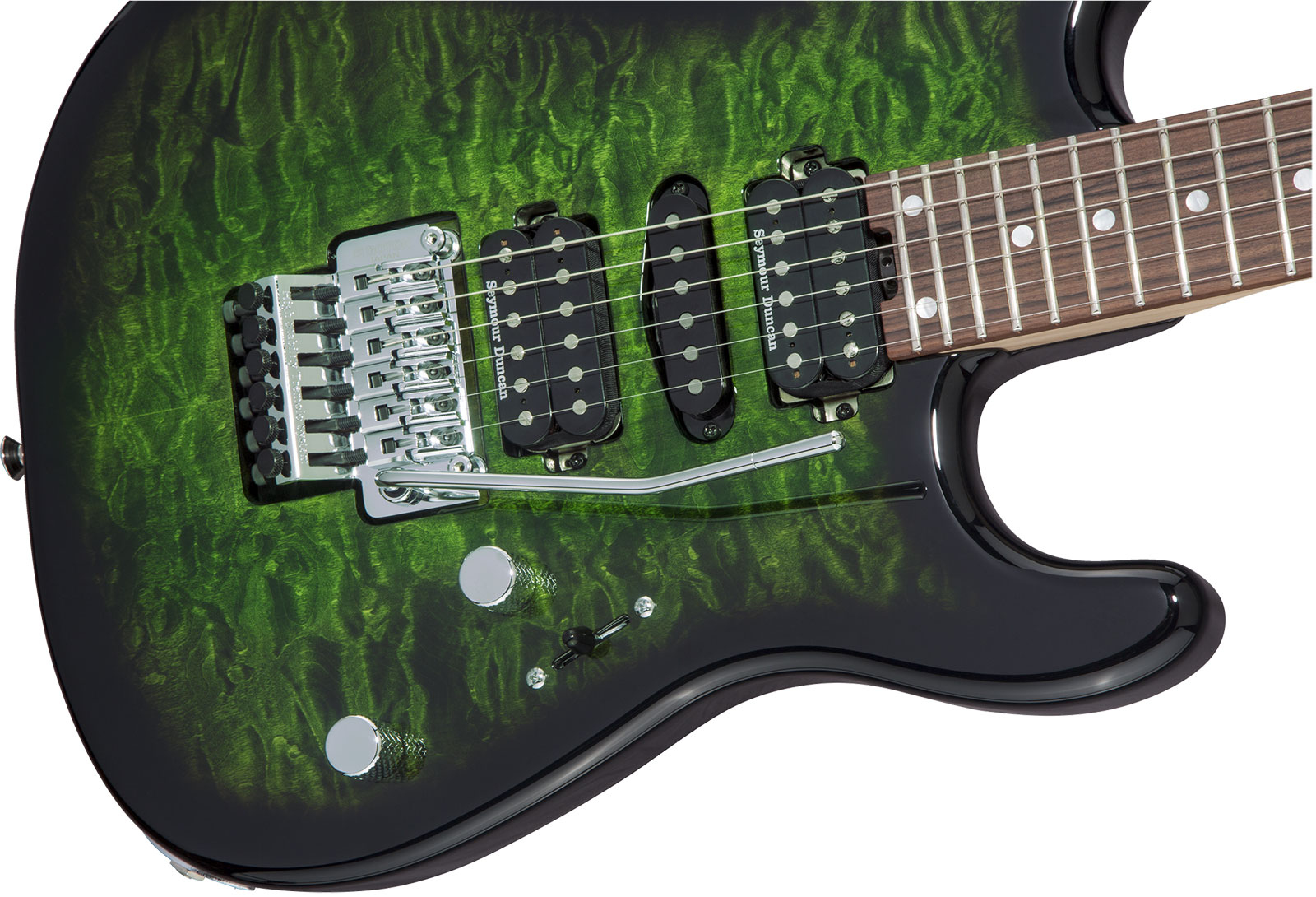 Charvel San Dimas Style 1 Hsh Qm Mj Jap Hsh Seymour Duncan Fr Pf - Transparent Green Burst - E-Gitarre in Str-Form - Variation 2