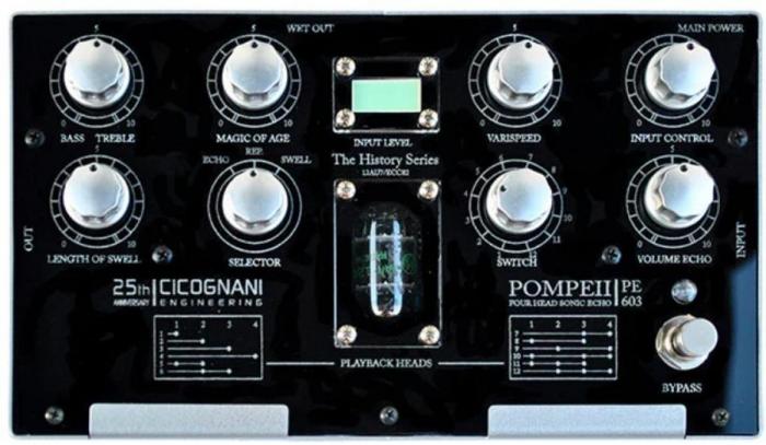 Reverb/delay/echo effektpedal Cicognani engineering History Pompeii PE603 Four Head Sonic Echo