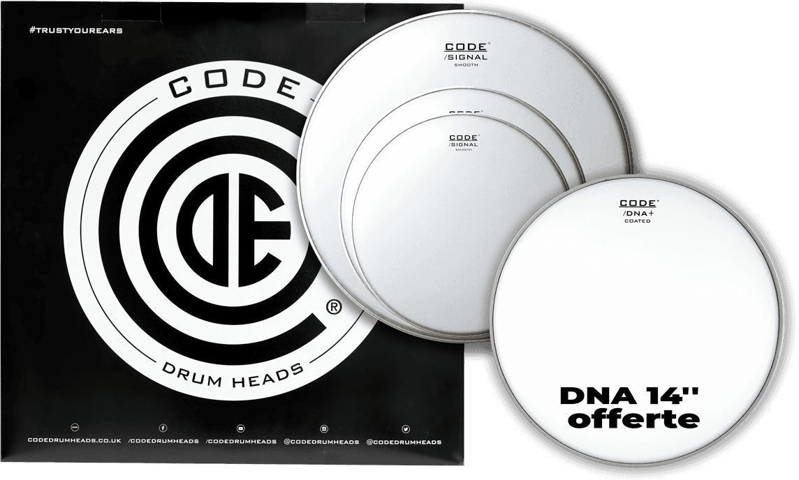 Fell set Code drumheads Pack Smooth Rock + DNA 14 Offerte