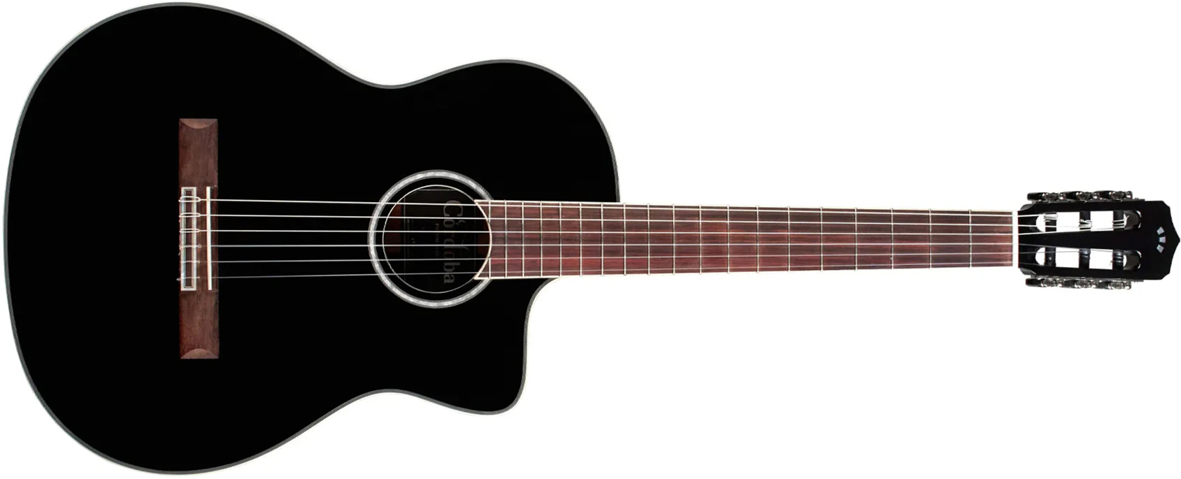 Cordoba Fusion 5 4/4 Cw Epicea Acajou Pf - Jet Black - Konzertgitarren 4/4 - Main picture