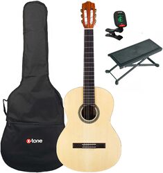 Konzertgitarre set Cordoba Protégé C1M 4/4 + housse + repose-pied + accordeur + 3MM BLACK 4/4 (2003 CLA44-BK) + FTX - Natural