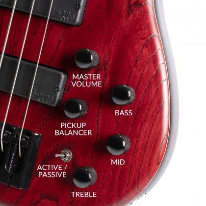 Cort B4 Element Artisan Active Bartolini Mn - Burgundy - Solidbody E-bass - Variation 3