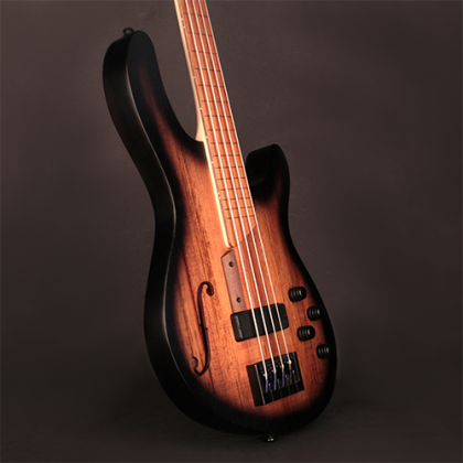 Cort B4fl Mhpz Active Piezo Fretless Jat - Trans Black Burst Satin - Halbakustiche Bass - Variation 1