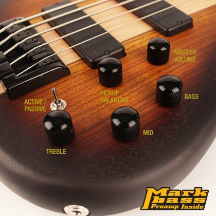 Cort C5 Plus Zbmh Artisan Active Bartolini Jat - Tobacco Burst Satin - Solidbody E-bass - Variation 2