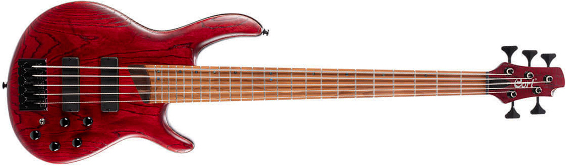 Cort B5 Element Artisan 5c Active Bartolini Mn - Open Pore Burgundy Red - Solidbody E-bass - Main picture