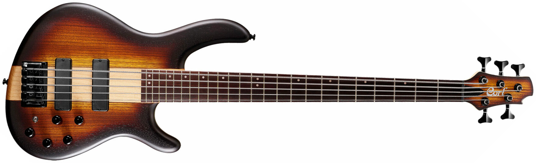 Cort C5 Plus Zbmh Artisan Active Bartolini Jat - Tobacco Burst Satin - Solidbody E-bass - Main picture