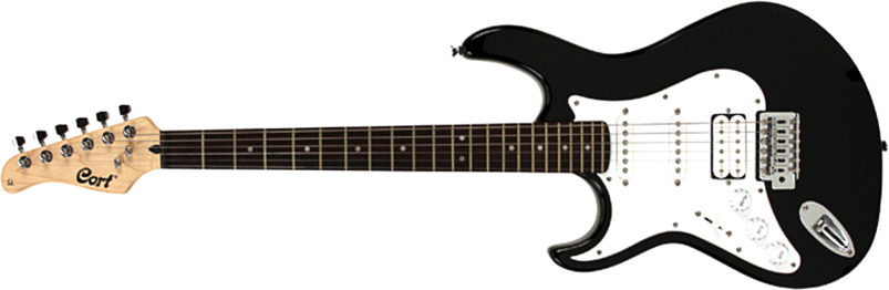 Cort G110g Bk Gaucher Hss Trem - Black - E-Gitarre für Linkshänder - Main picture