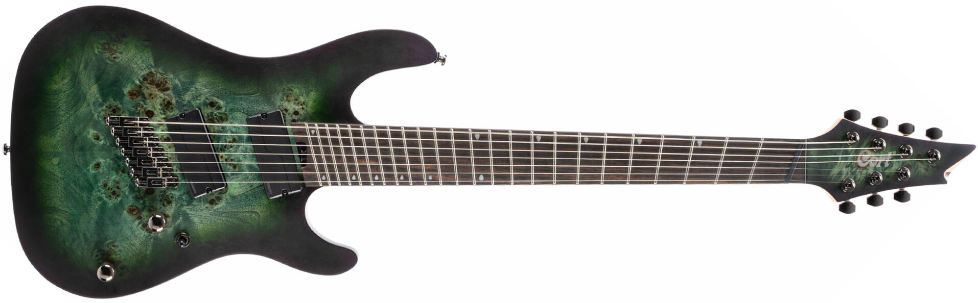 Cort Kx507 Multi Scale 7c Hh Fishman Fluence Ht Eb - Star Dust Green - 7-saitige E-Gitarre - Main picture