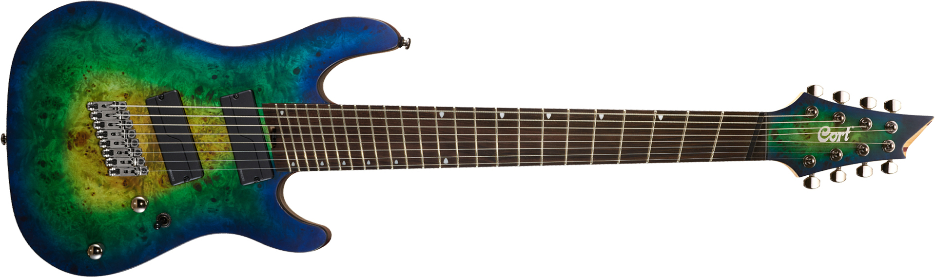 Cort Kx508ms 8c Multi Diapason Baryton Hh Fishman Fluence Eb - Mariana Blue Burst - 8- und 9-saitige E-Gitarre - Main picture