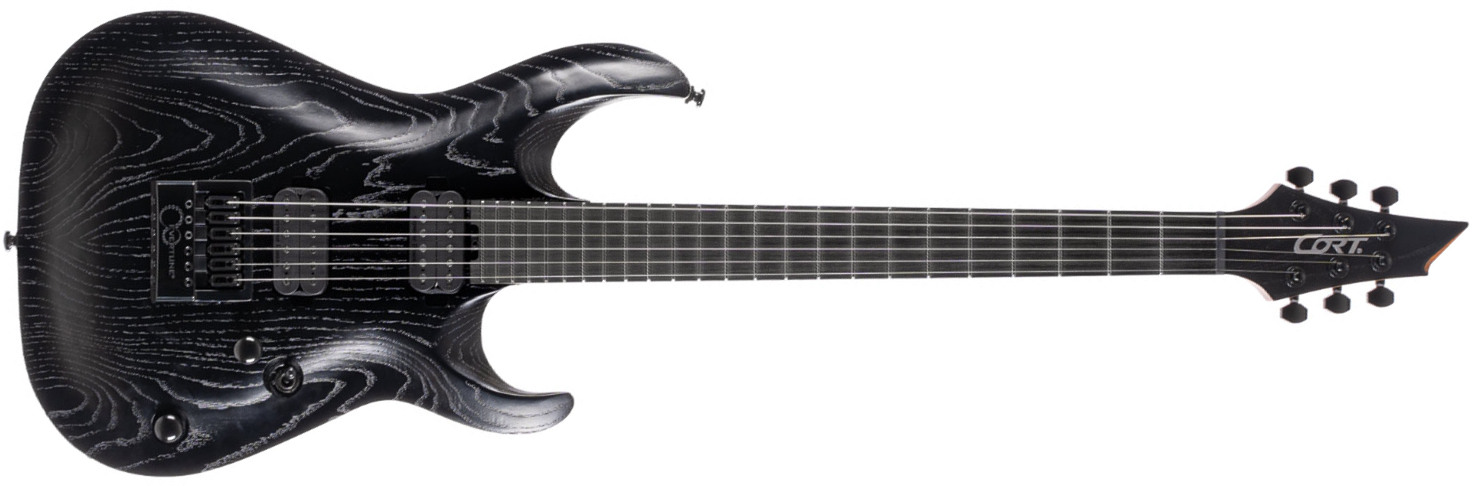 Cort Kx700 Evertune 2h Seymour Duncan Ht Eb - Open Pore Black - E-Gitarre aus Metall - Main picture