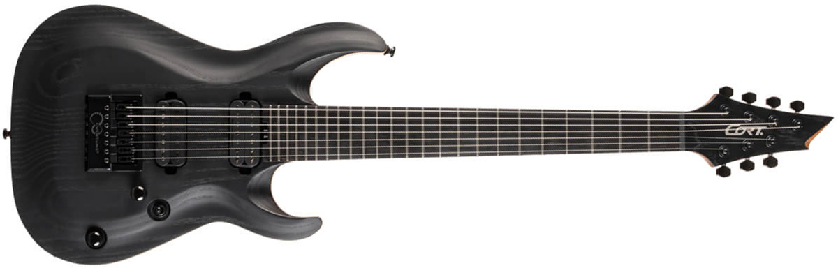 Cort Kx707 Evertune 2h Seymour Duncan Ht Eb - Open Pore Black - 7-saitige E-Gitarre - Main picture