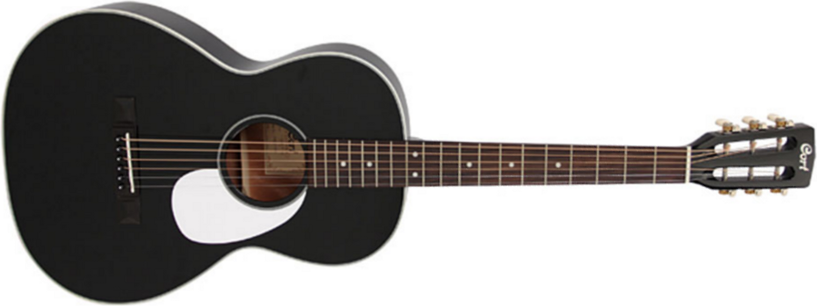 Cort L100p Bk Luce Parlor Epicea Acajou Fishman - Black - Westerngitarre & electro - Main picture