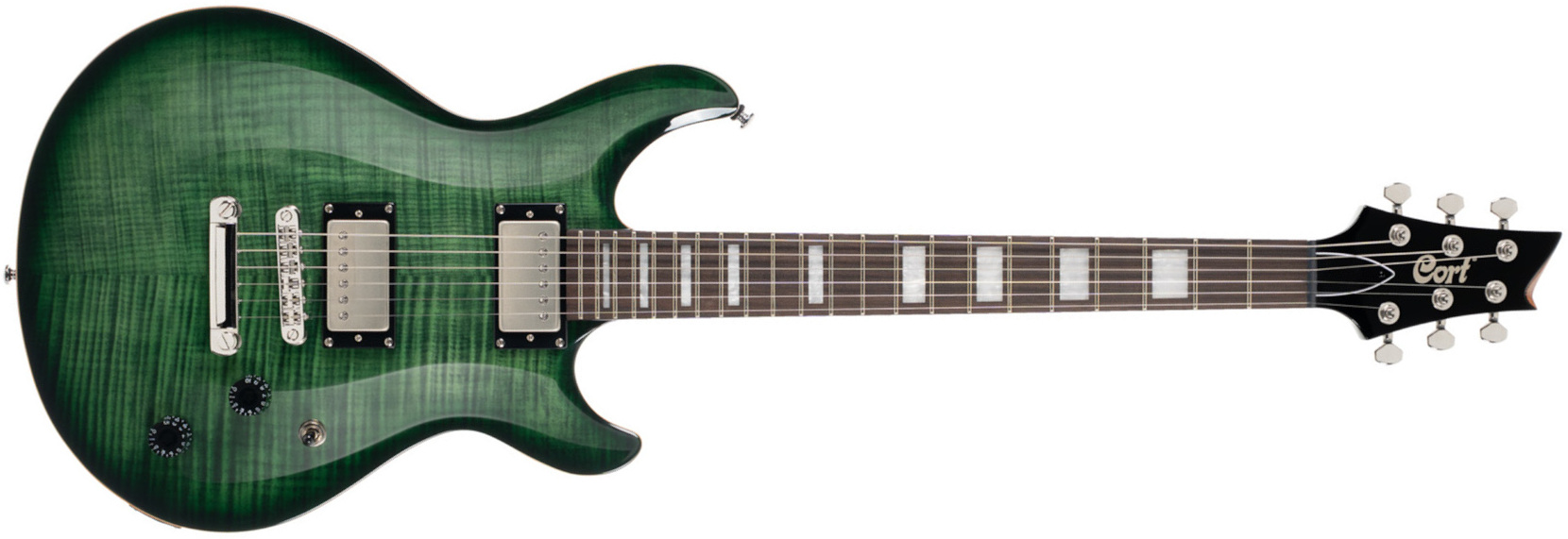 Cort M600tgb  Hh Ht Rw - Trans Green Burst - Double Cut E-Gitarre - Main picture